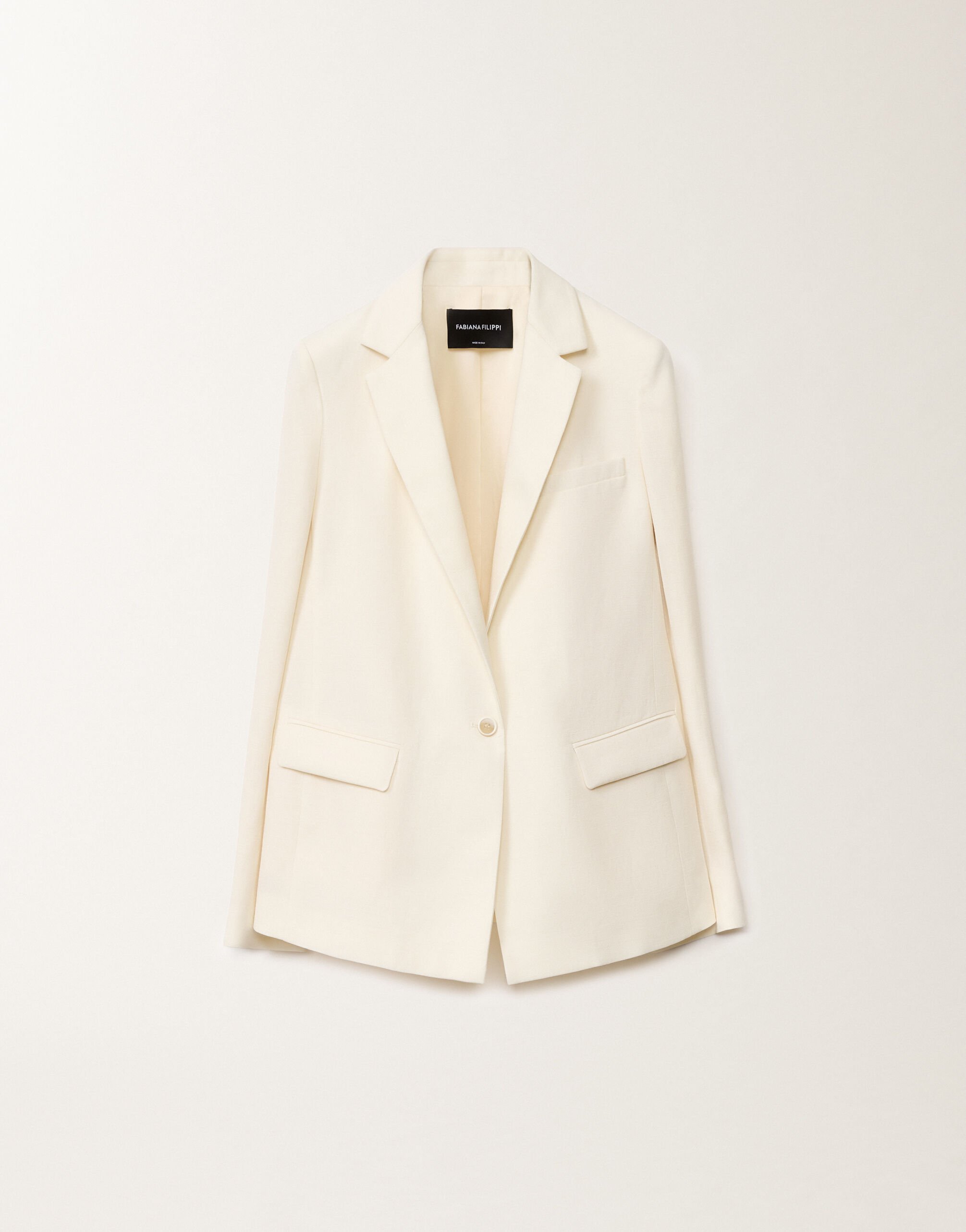 Fabiana Filippi Veste en tissu natté de laine et lin, vanille BLANC GCD265F315D8220000