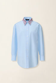 Fabiana Filippi Camicia boyfriend in popeline, azzurro e rosso Azzurro/rosso CAD216F416M2690000