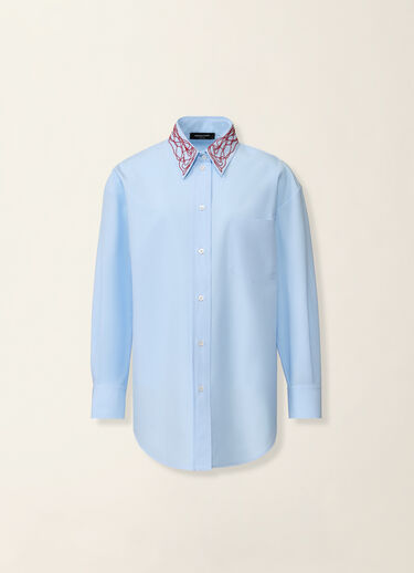 Fabiana Filippi Camicia boyfriend in popeline, azzurro e rosso Azzurro/rosso CAD216F416M2690000