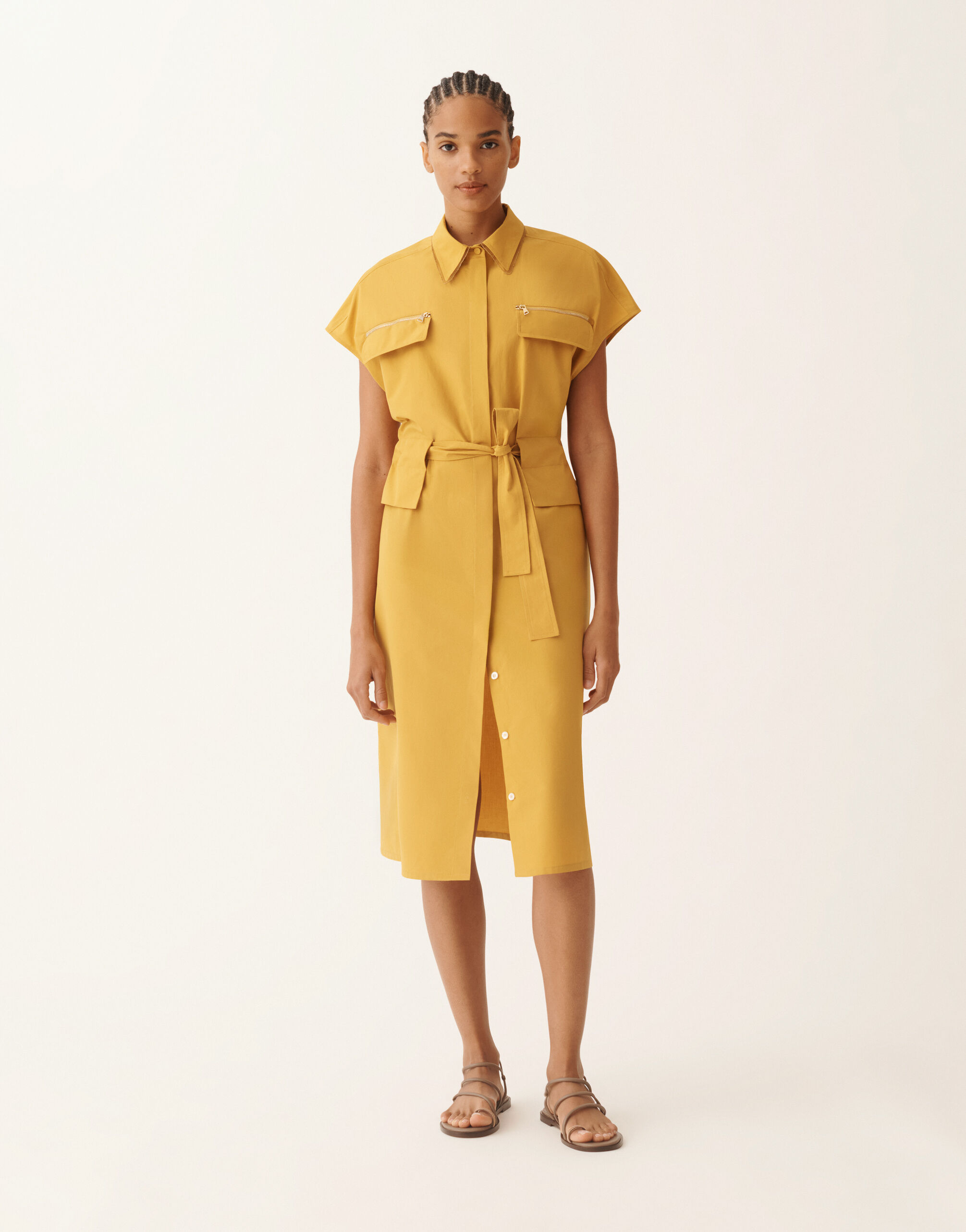 Fabiana Filippi Sahariana dress in mustard poplin MUSTARD ABD276F618L5820000
