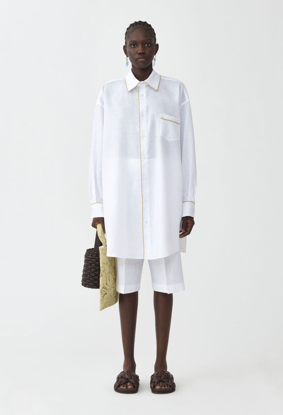 Fabiana Filippi LINEN CLOTH OVERSIZE SHIRT WITH CONTRAST PIPING OPTICAL WHITE CAD274F618H4970000