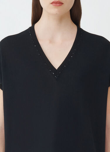 Fabiana Filippi COTTON V NECK SWEATER WITH SEQUIN THREAD BLACK MAD274F358H4960000