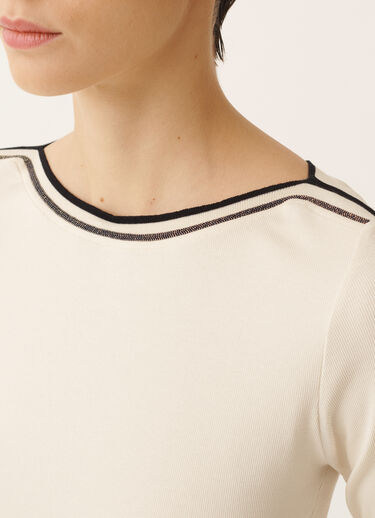 Fabiana Filippi Marinière T-shirt in butter and midnight blue jersey MIDNIGHT BLUE JED276F563M2030000