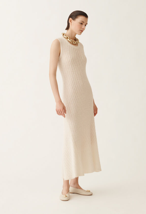 Fabiana Filippi Wool and silk dress with sequins, white WHITE ABD215F153D2960000