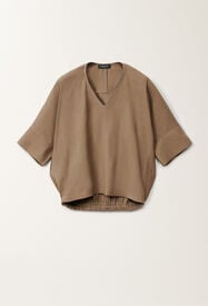 Fabiana Filippi Stretch viscose and linen top, taupe TAUPE TPDC02F361H5500000