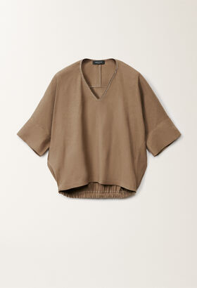 Fabiana Filippi Stretch viscose and linen top, taupe SKY BLUE CADC02F351H8950000