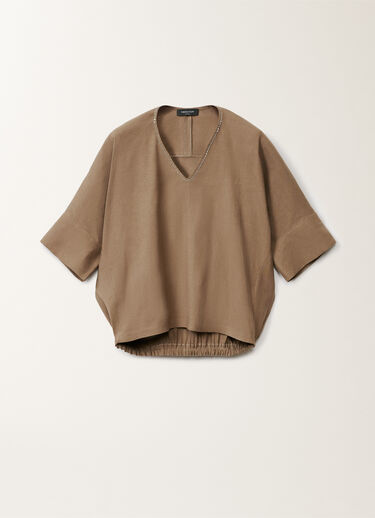 Fabiana Filippi Stretch viscose and linen top, taupe TAUPE TPDC02F361H5500000