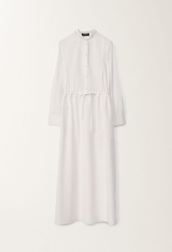 Fabiana Filippi Striped poplin shirt dress, optical white and aloe WHITE ABD265F206L2340000