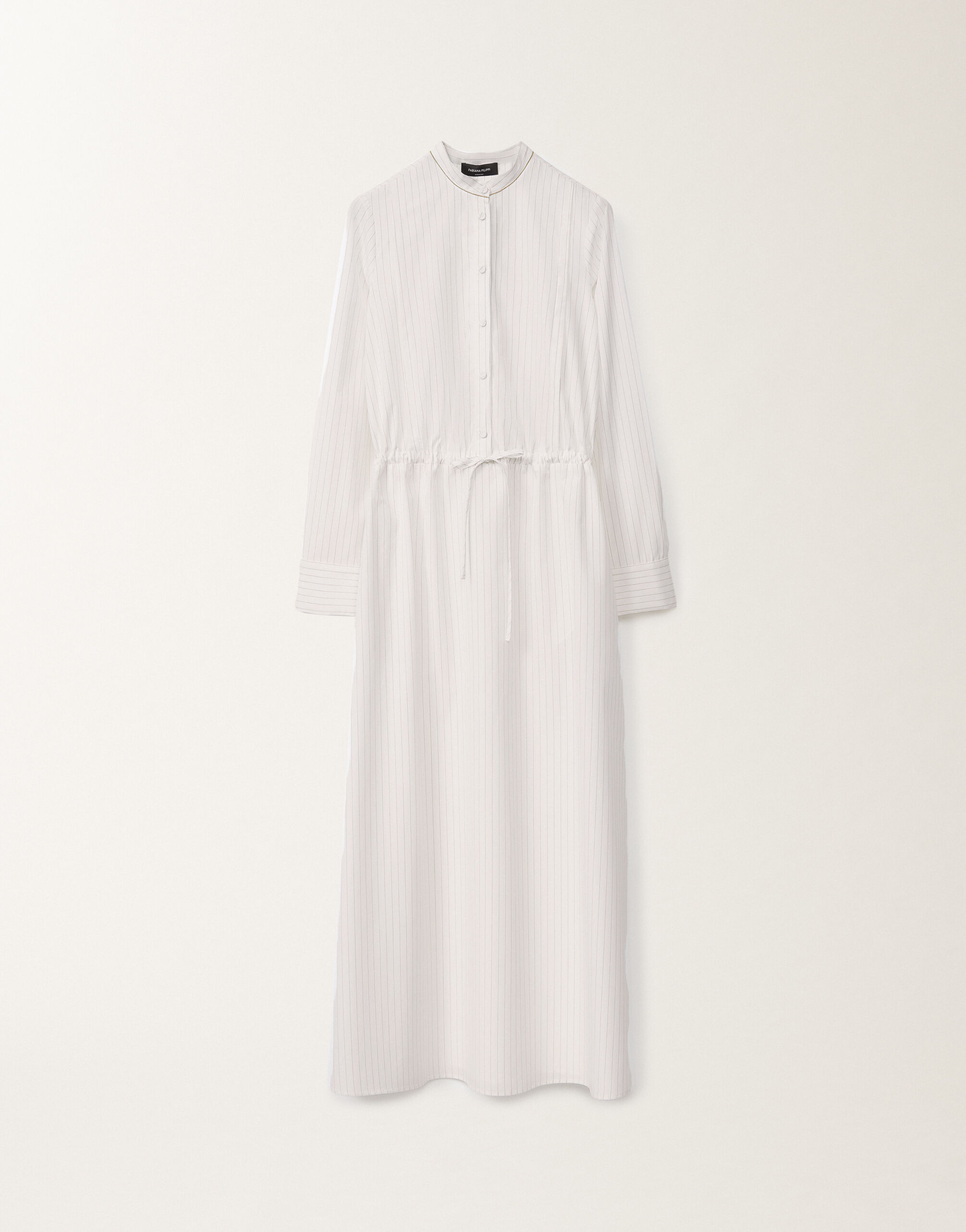 Fabiana Filippi Striped poplin shirt dress, optical white and aloe WHITE ABD265F206L2340000