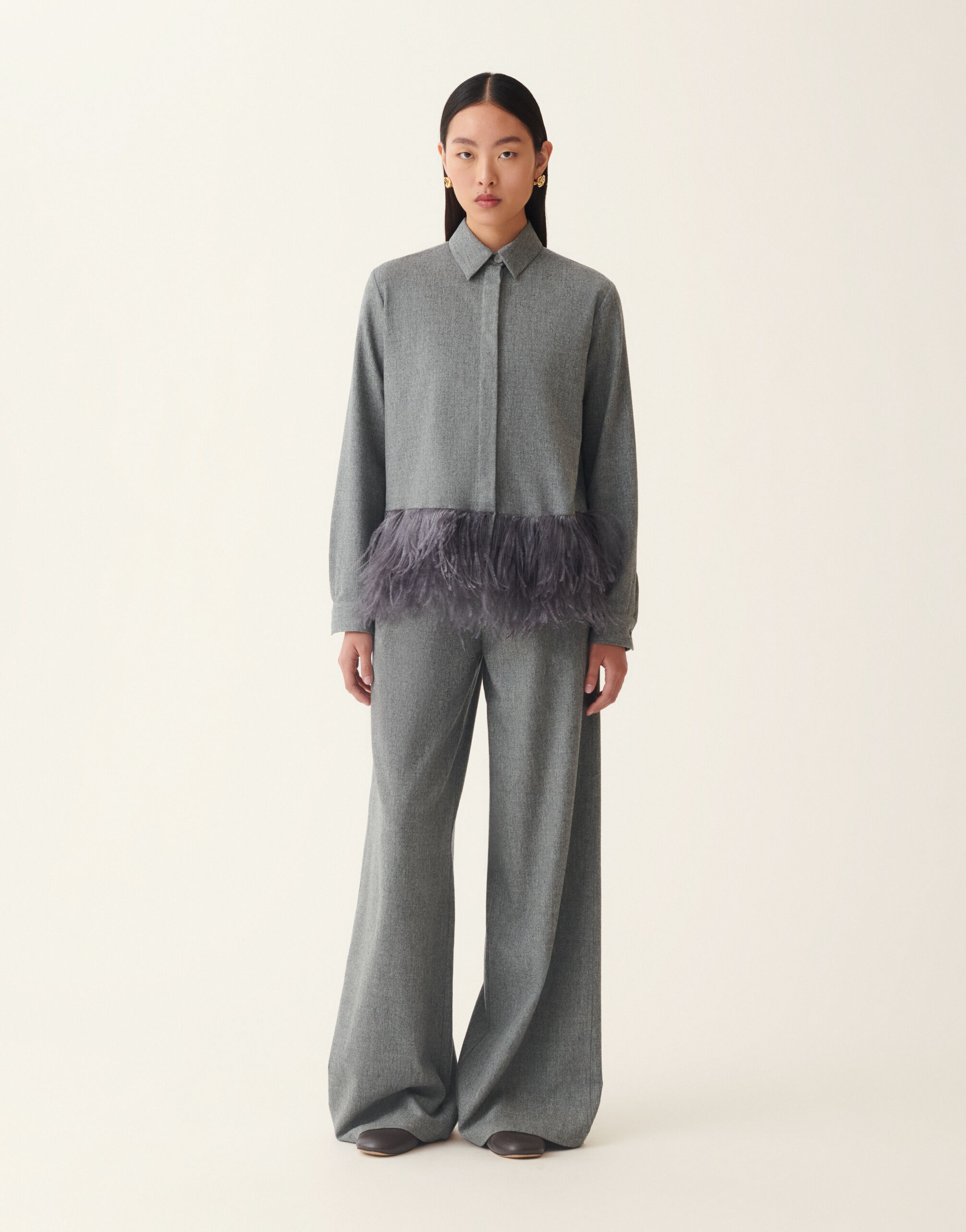 Boxy flannel shirt, mineral Fabiana Filippi Boxy flannel shirt, mineral Mineral CAD226F312M4150000