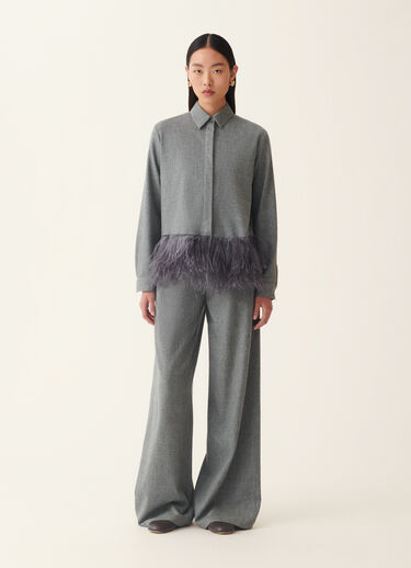 Boxy flannel shirt, mineral Fabiana Filippi Boxy flannel shirt, mineral Mineral CAD226F312M4150000
