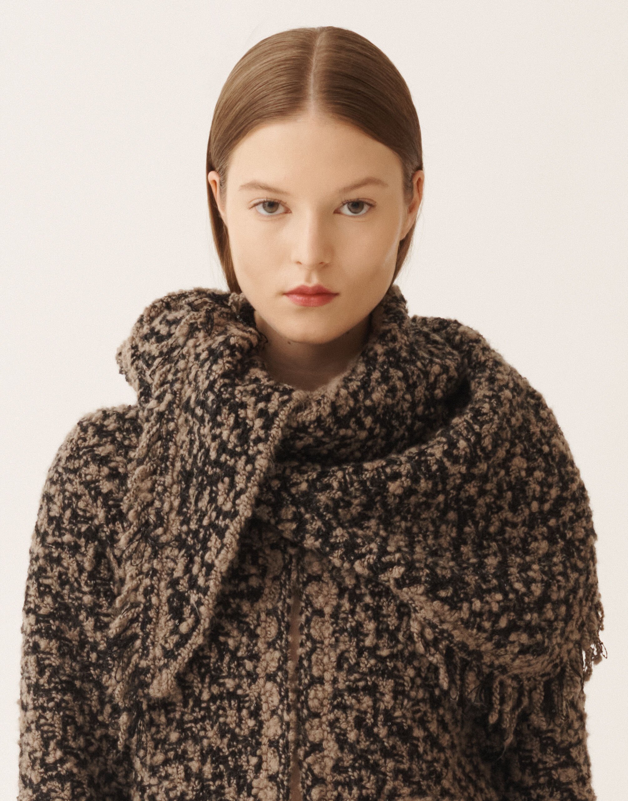 Fabiana Filippi Tweed and sequin foulard, mud and black Brown SAD225A949L6290000