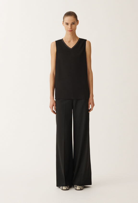 Fabiana Filippi Débardeur en crêpe sablé stretch, noir NOIR TPD265F773L2350000