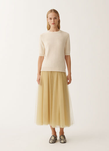 Fabiana Filippi Cotton and linen sweater with sequins, vanilla WHITE MAD265F490D2730000