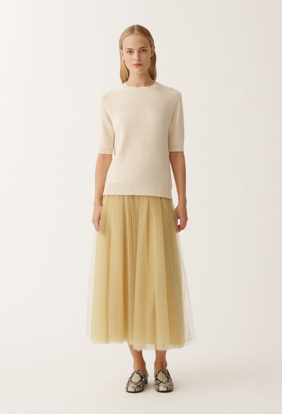 Fabiana Filippi Cotton and linen sweater with sequins, vanilla WHITE MAD265F490D2730000