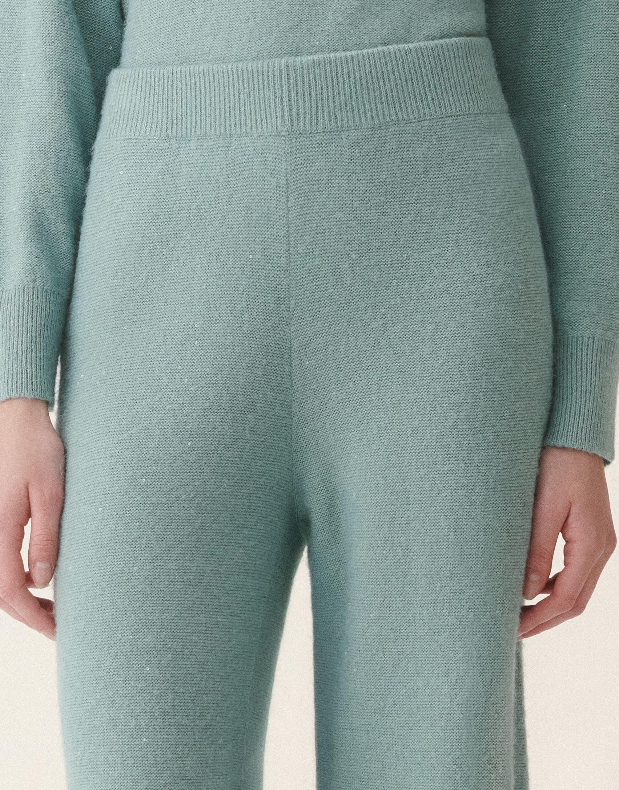 Fabiana Filippi Pantalon en laine et soie avec paillettes, vert Vert PAD216F391D2960000