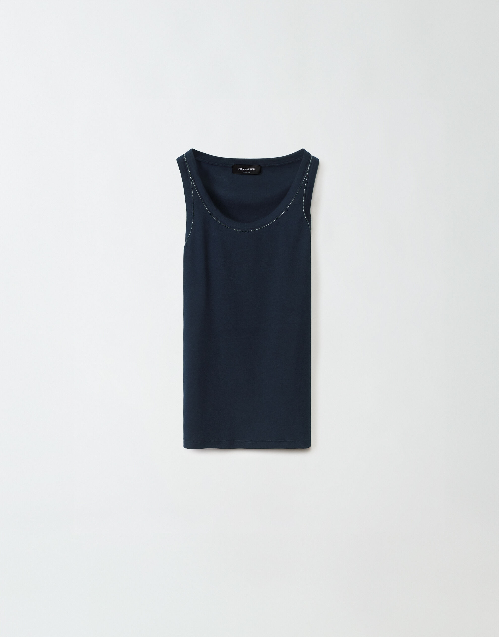 Fabiana Filippi RIBBED JERSEY TANK TOP WITH DIAMOND-CUT THREAD TPD264F218I9120000