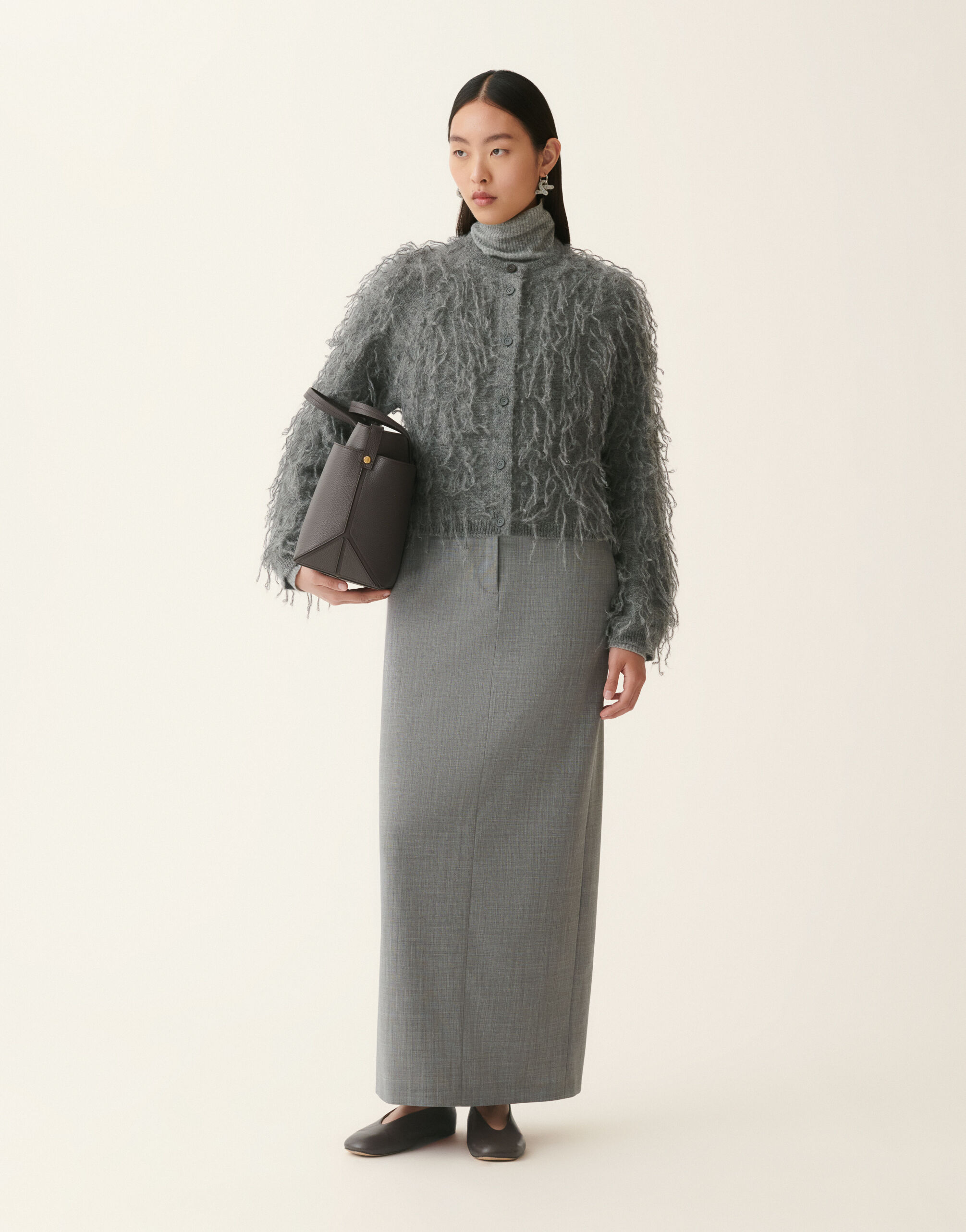 Fabiana Filippi Mohair cardigan, charcoal Charcoal MAD226F465D9360000