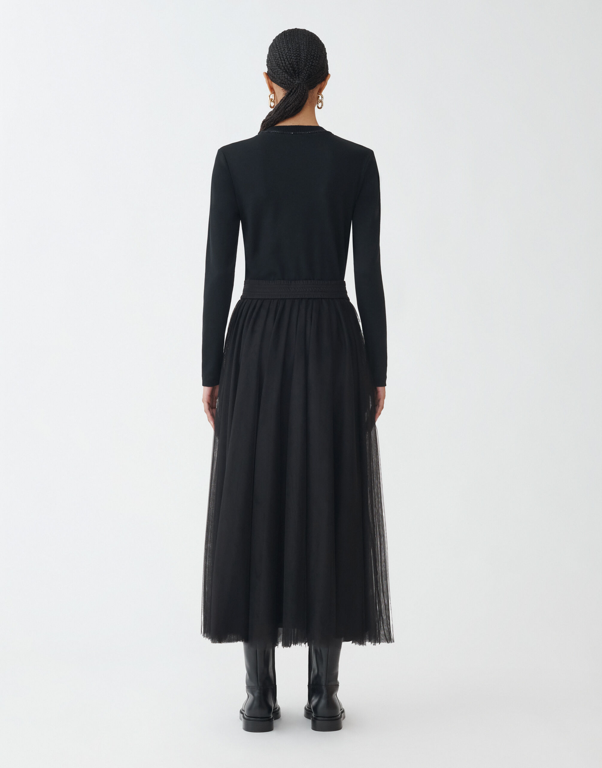 Fabiana Filippi Jupe midi en tulle, noir noir GND264F278I9320000