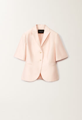 Fabiana Filippi Cotton and silk short-sleeved mikado jacket, candy VANILLA GCD275F677D7870000