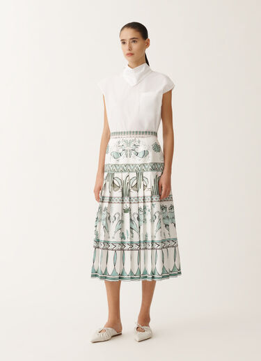 Fabiana Filippi Jupe en sergé de soie à imprimé picta, blanc, vert d’eau et bleu pétrole BLANC/TURQUOISE/VERT EAU GND275F843D8600000
