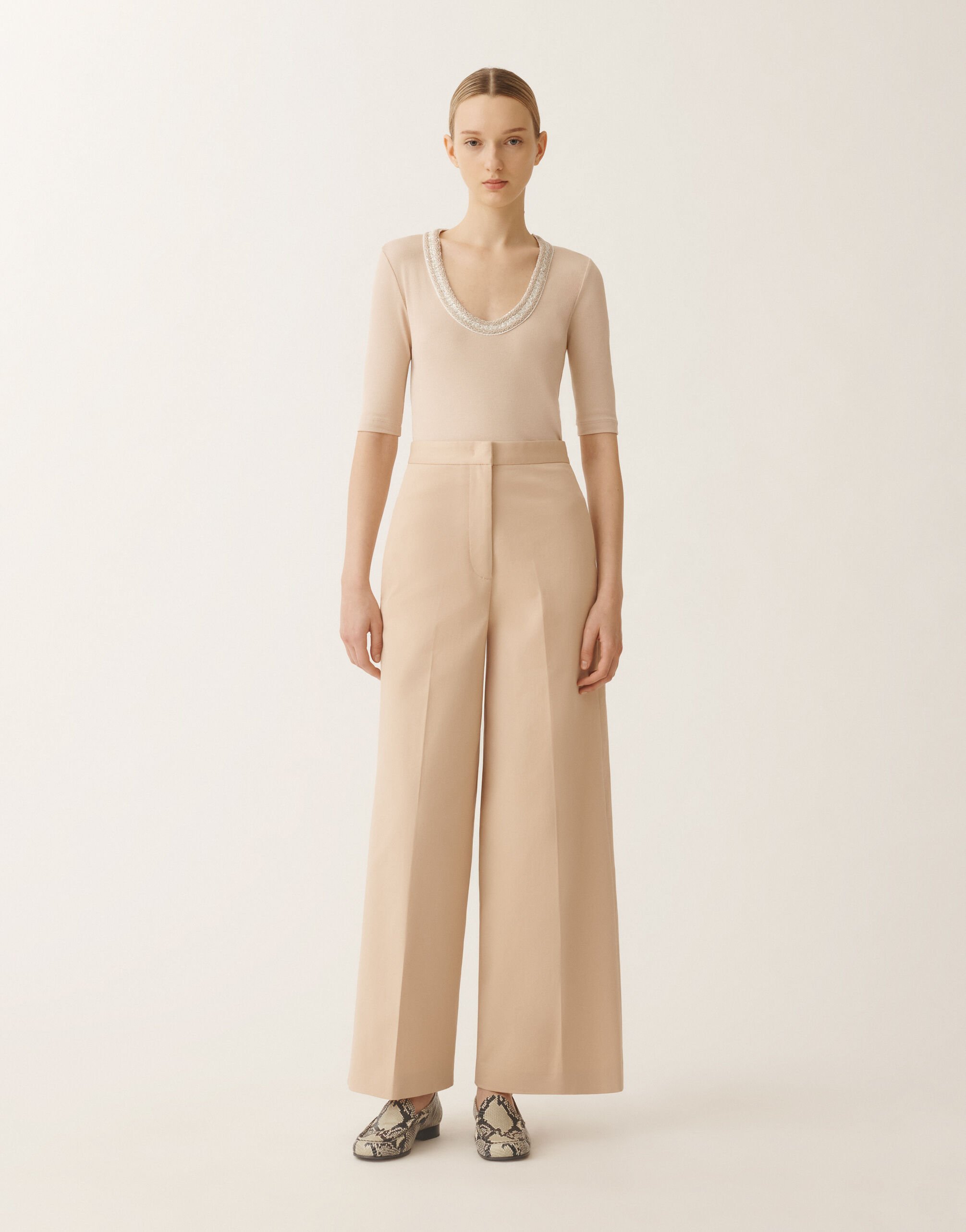 Fabiana Filippi Cotton gabardine trousers, sand SAND PAD275F772L1910000