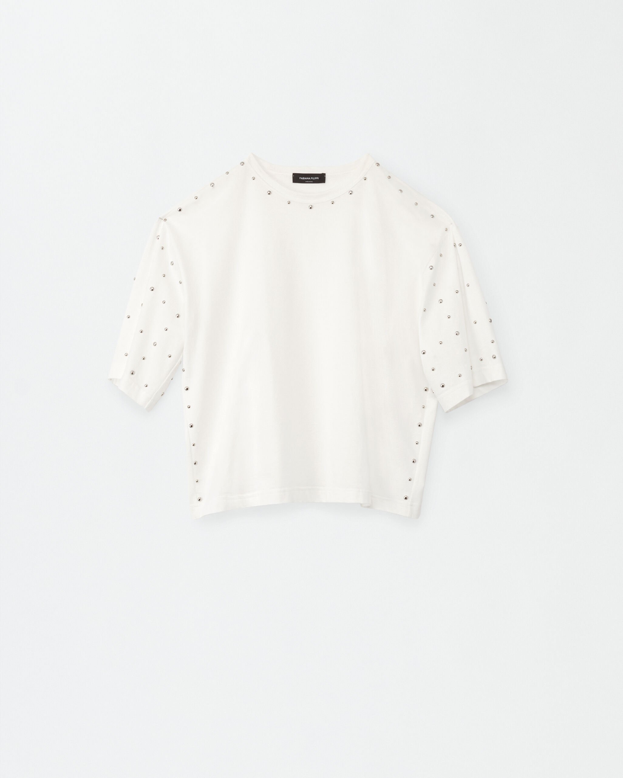 Fabiana Filippi JERSEY CREW NECK OVERSIZE T-SHIRT WITH STUDS BUTTER TPD274F595D6700000