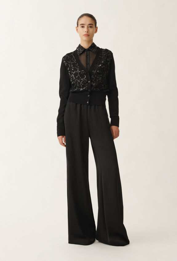 Fabiana Filippi Wool and cotton cardigan, black BLACK MAD265F038L1630000