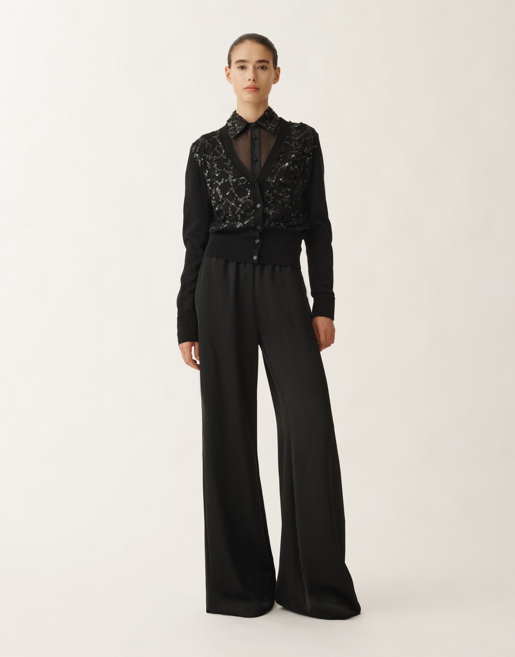 Fabiana Filippi Wool and cotton cardigan, black BLACK MAD265F038L1630000