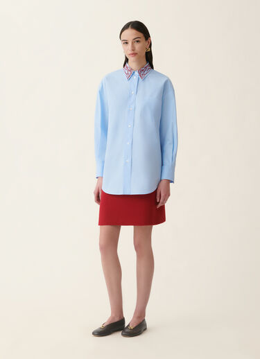 Fabiana Filippi Camicia boyfriend in popeline, azzurro e rosso Azzurro/rosso CAD216F416M2690000