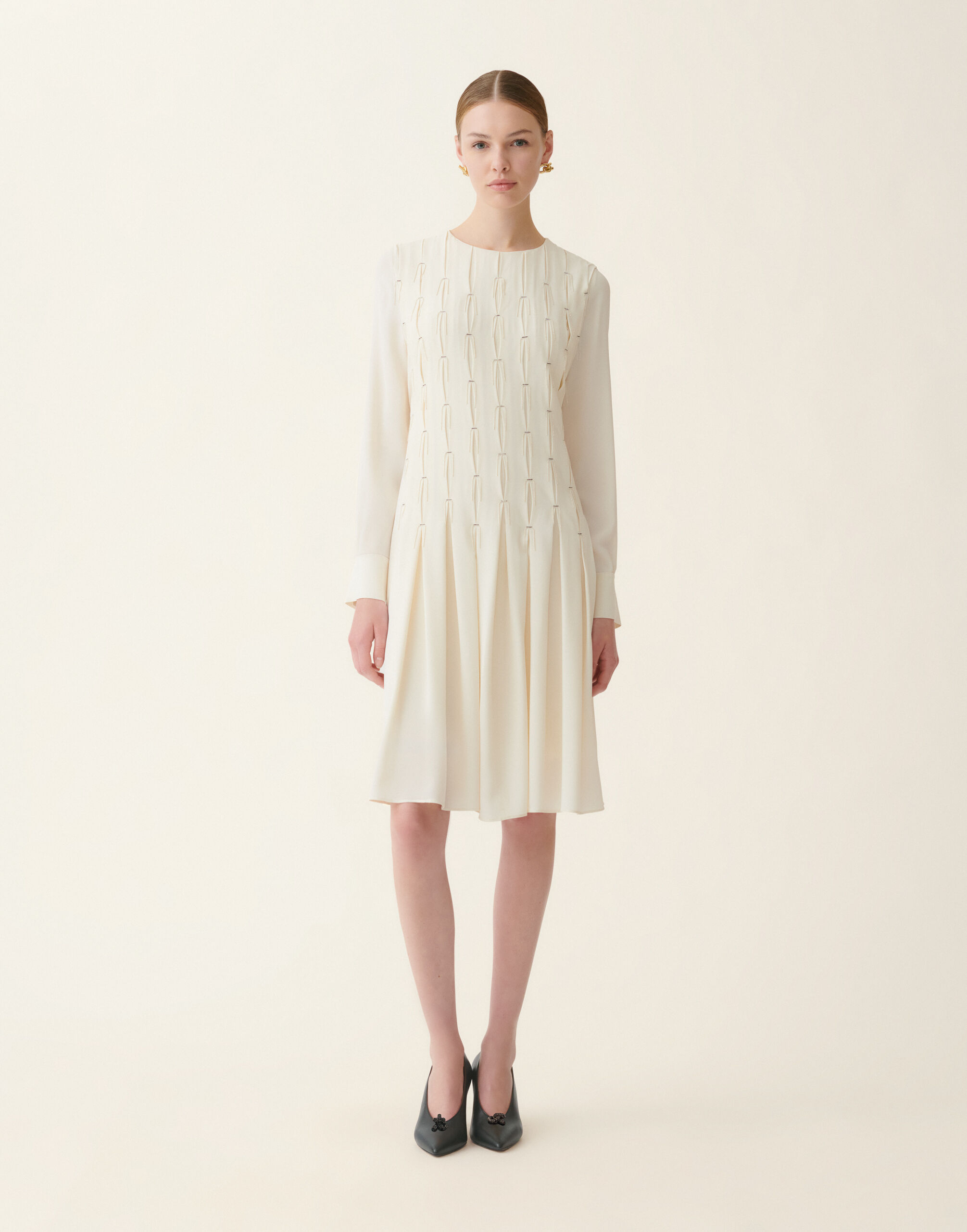 Fabiana Filippi Robe en crêpe de chine, beurre Beurre ABD216F150M2960000