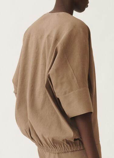 Fabiana Filippi Stretch viscose and linen top, taupe TAUPE TPDC02F361H5500000