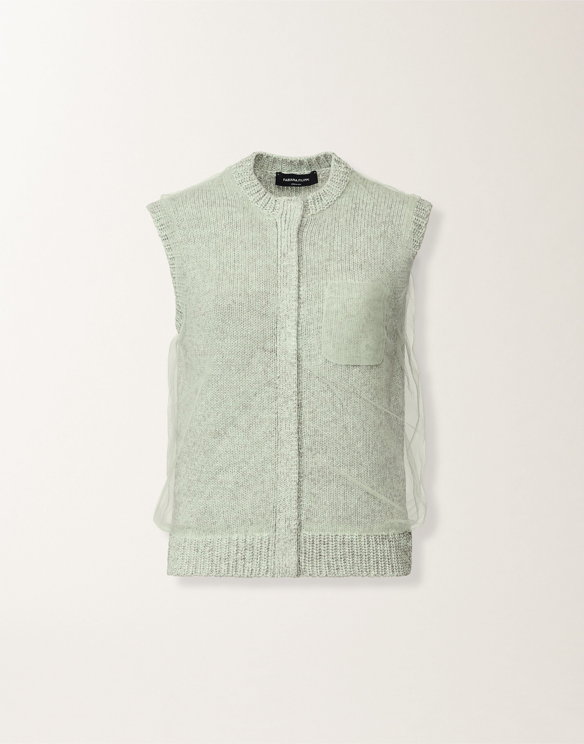 Fabiana Filippi Cropped vest in mouliné yarn, Ghirri green Ghirri Green MAD266F112L7450000