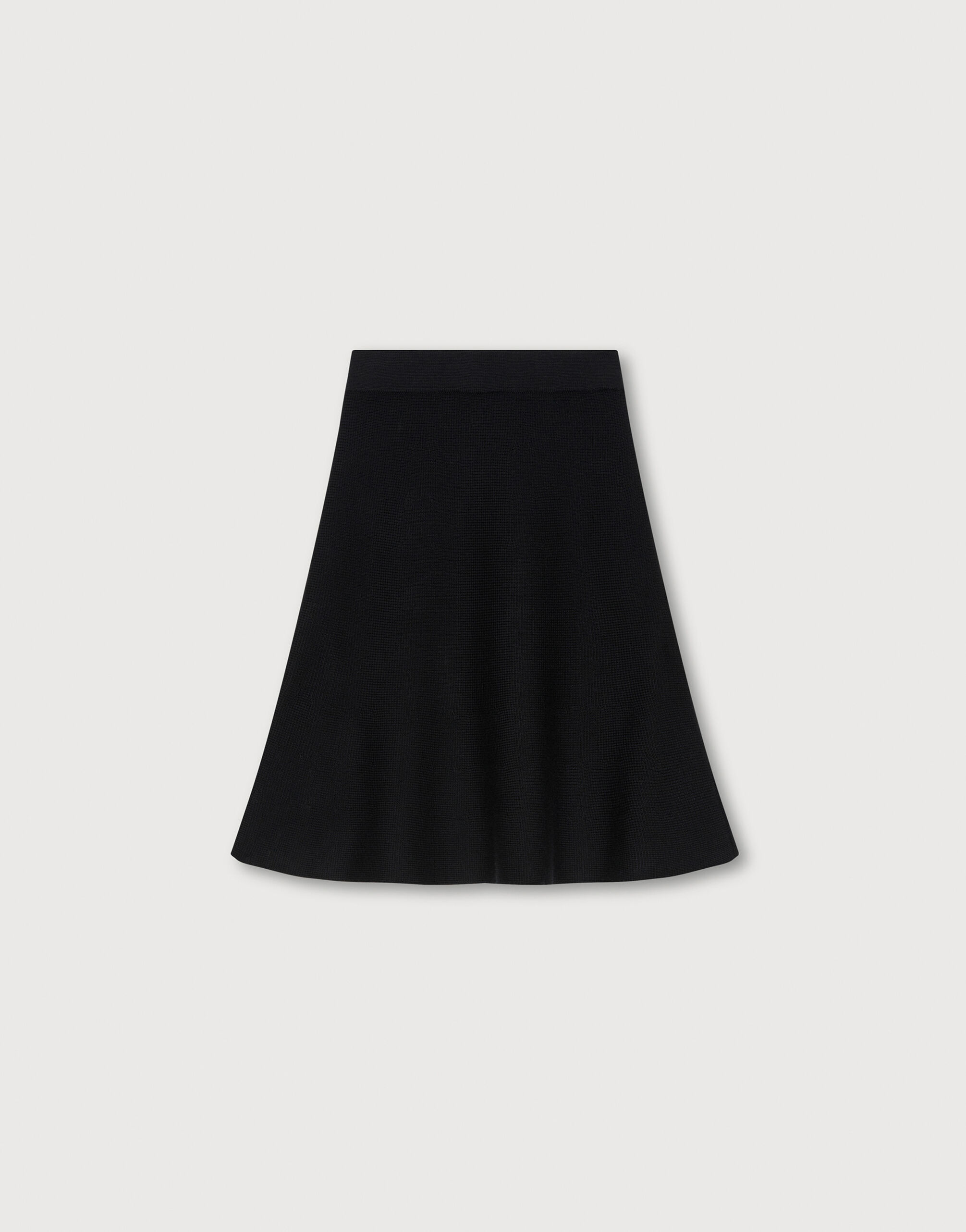 Black a line top wool skirt