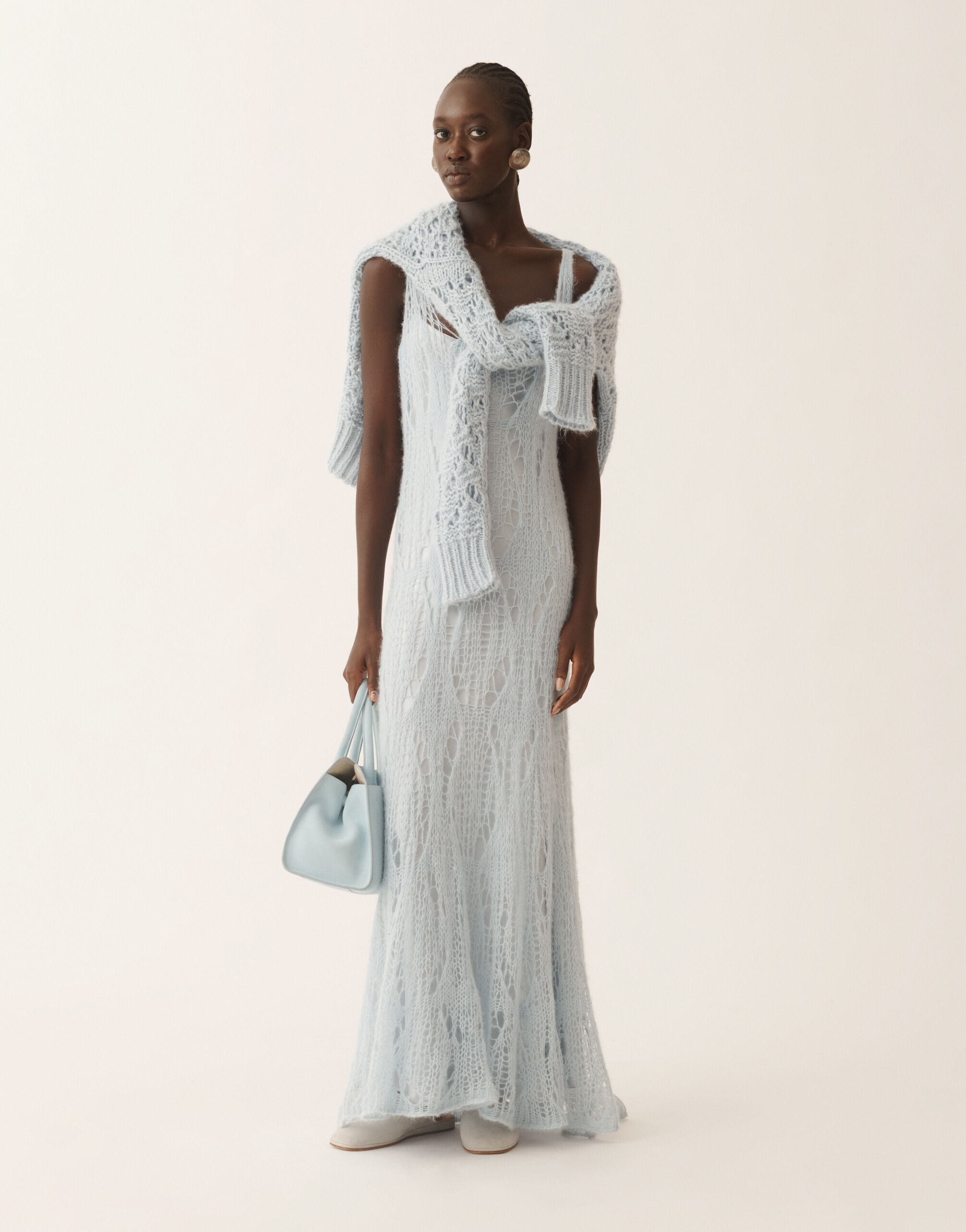 Fabiana Filippi Long tank dress in mohair, aqua Blue ABD266F163D9360000