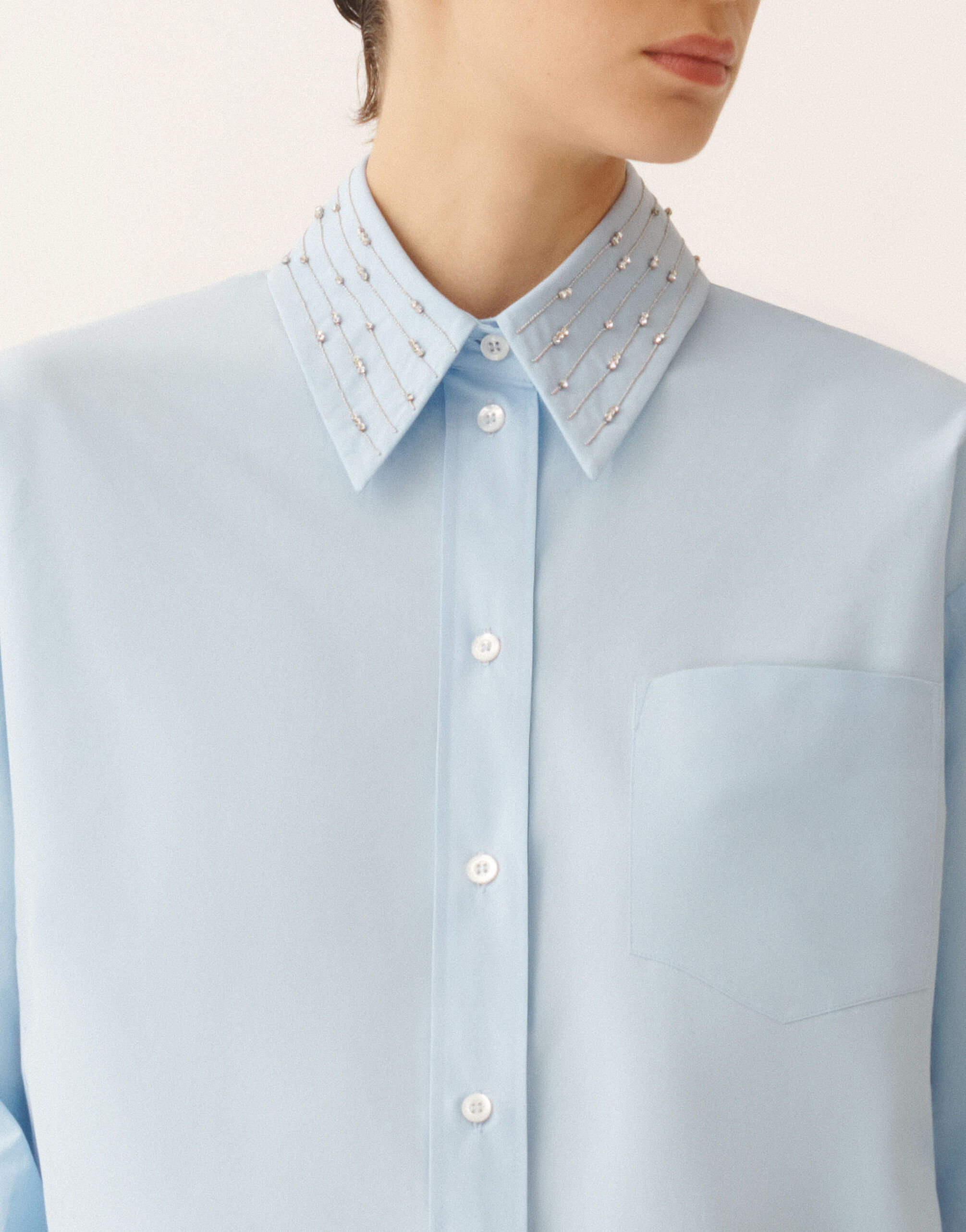 Long sky blue poplin shirt Fabiana Filippi Long sky blue poplin shirt SKY BLUE CAD276F416M1600000