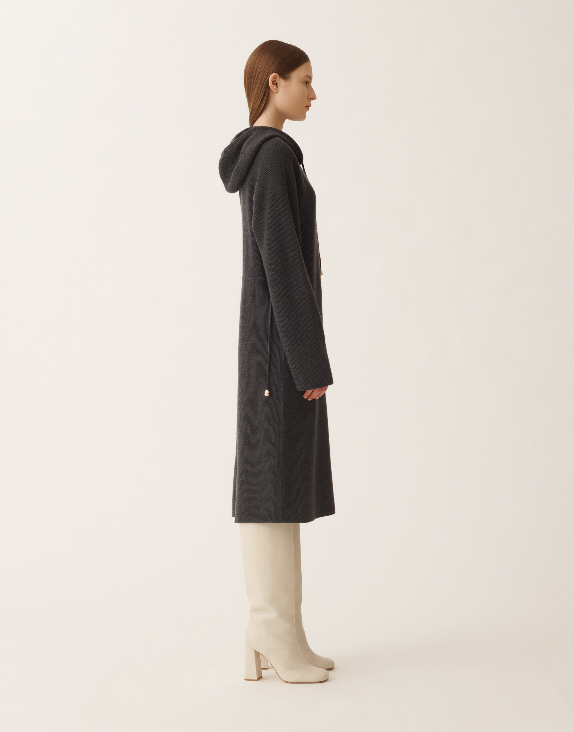 FABIANA FILIPPI フード付ロングジレ　カシミヤ75% ダブルジップ FABIANA FILIPPI フード付ロングジレ カシミヤ75% ダブルジップ