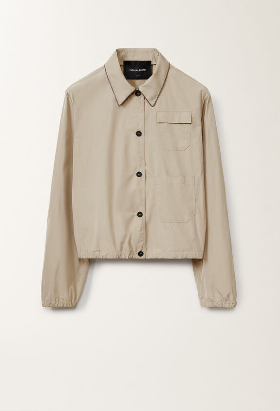 Fabiana Filippi Micro faille bomber jacket, clay CLAY CTD275F708L3370000