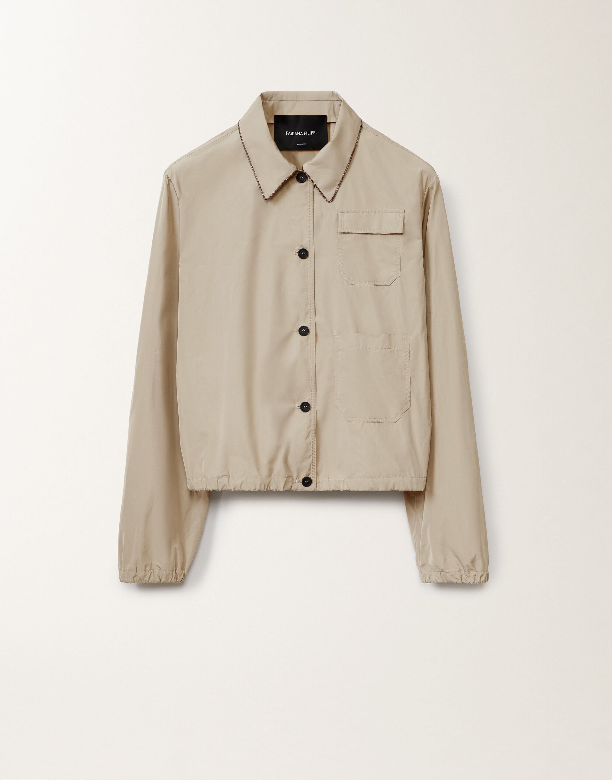 Fabiana Filippi Micro faille bomber jacket, clay CLAY CTD275F708L3370000