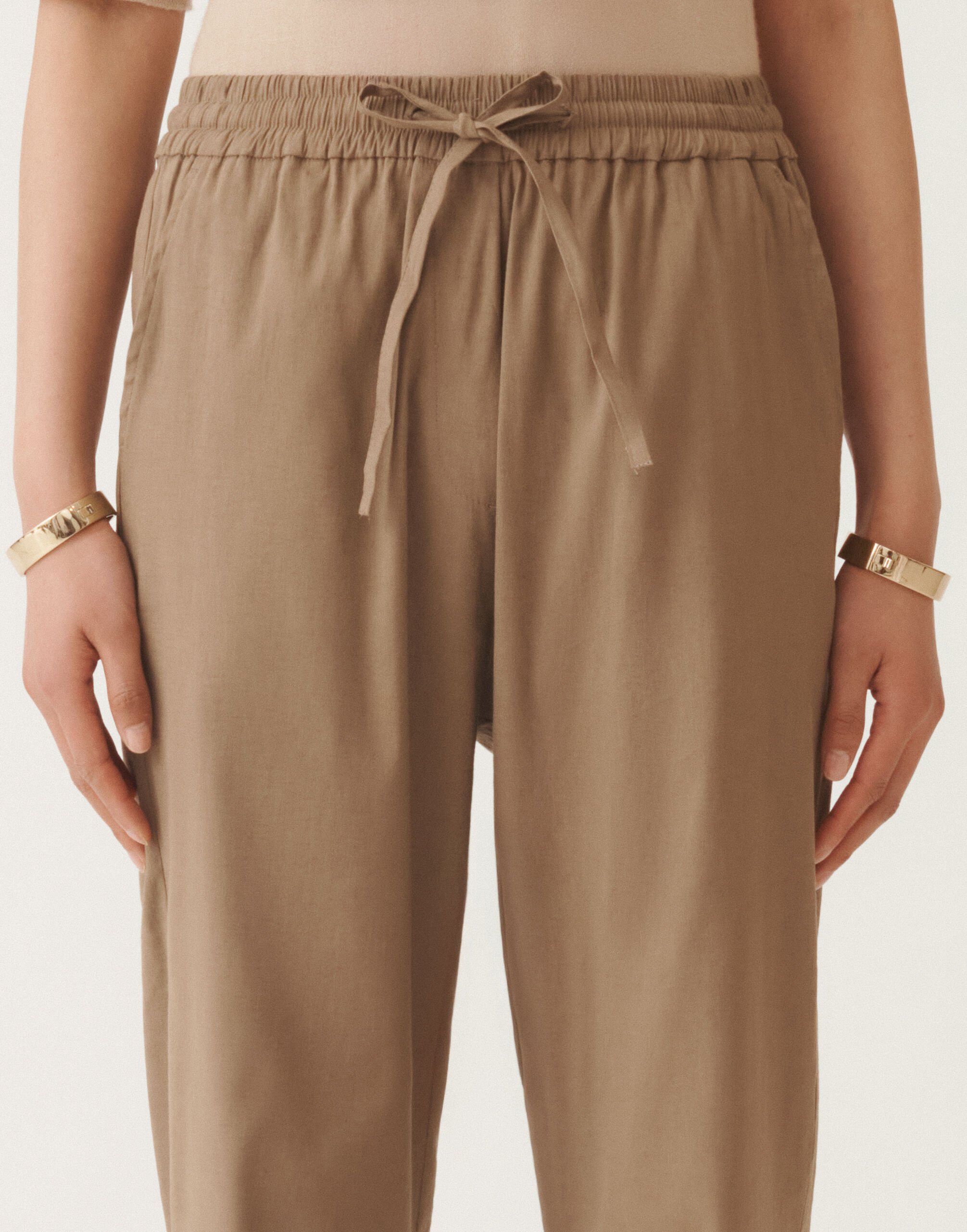 Fabiana Filippi Hose aus Stretch-Leinen-Viskose, taupe TAUPE PADC02F410H5490000