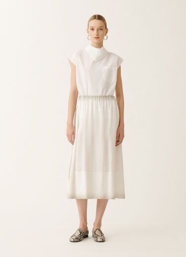 Fabiana Filippi Linen canvas skirt with gradient, white WHITE GND275F796L3780000
