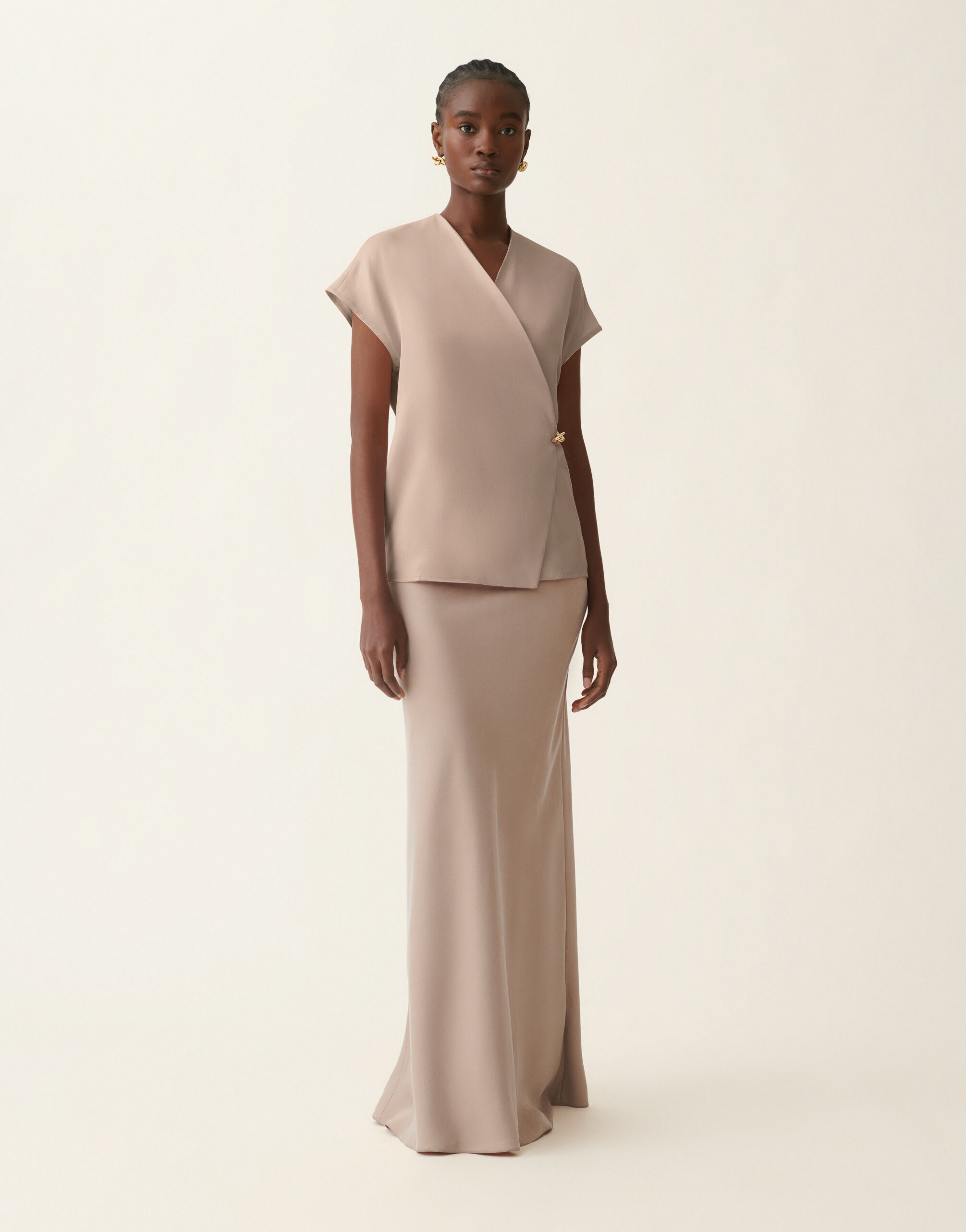 Top gilet in fluido, moka meringa Fabiana Filippi Top gilet in fluido, moka meringa Moka meringa TPD216F240D9880000