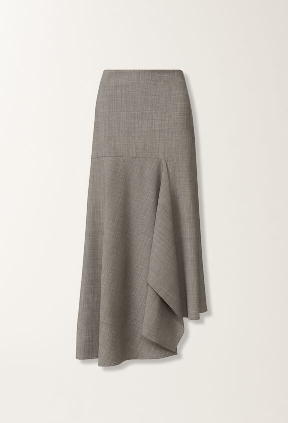 Fabiana Filippi Cool wool asymmetrical skirt, melange rock GREY GND215F414D6200000
