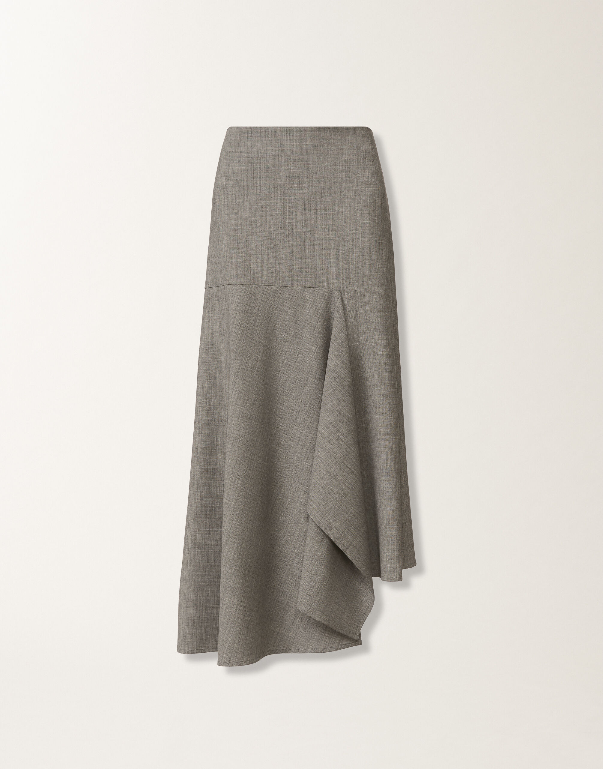Fabiana Filippi Cool wool asymmetrical skirt, melange rock GREY GND215F414D6200000