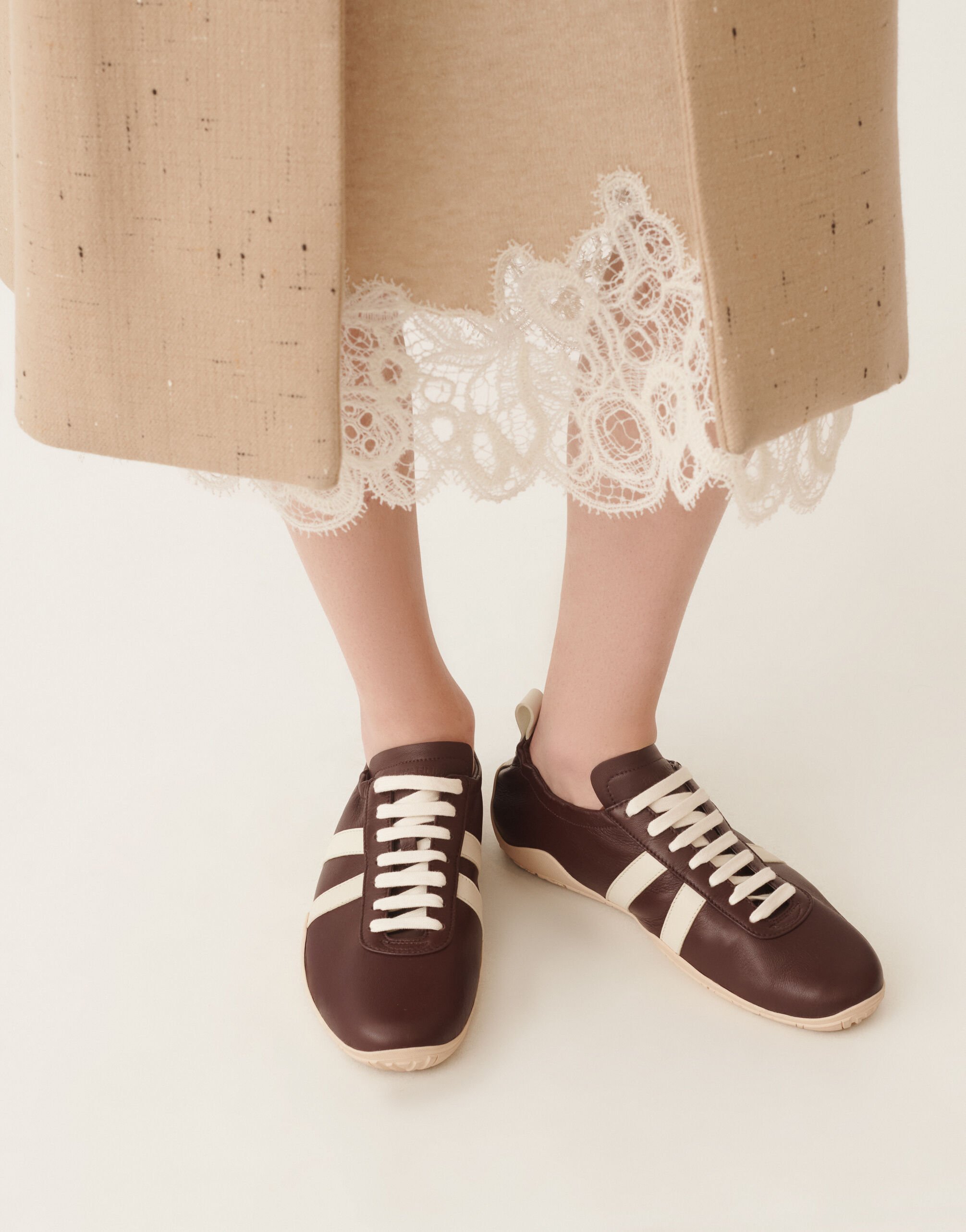 Fabiana Filippi Vintage-Sneaker aus Nappaleder, Ebenholz Weiß ASD215A825L8160000