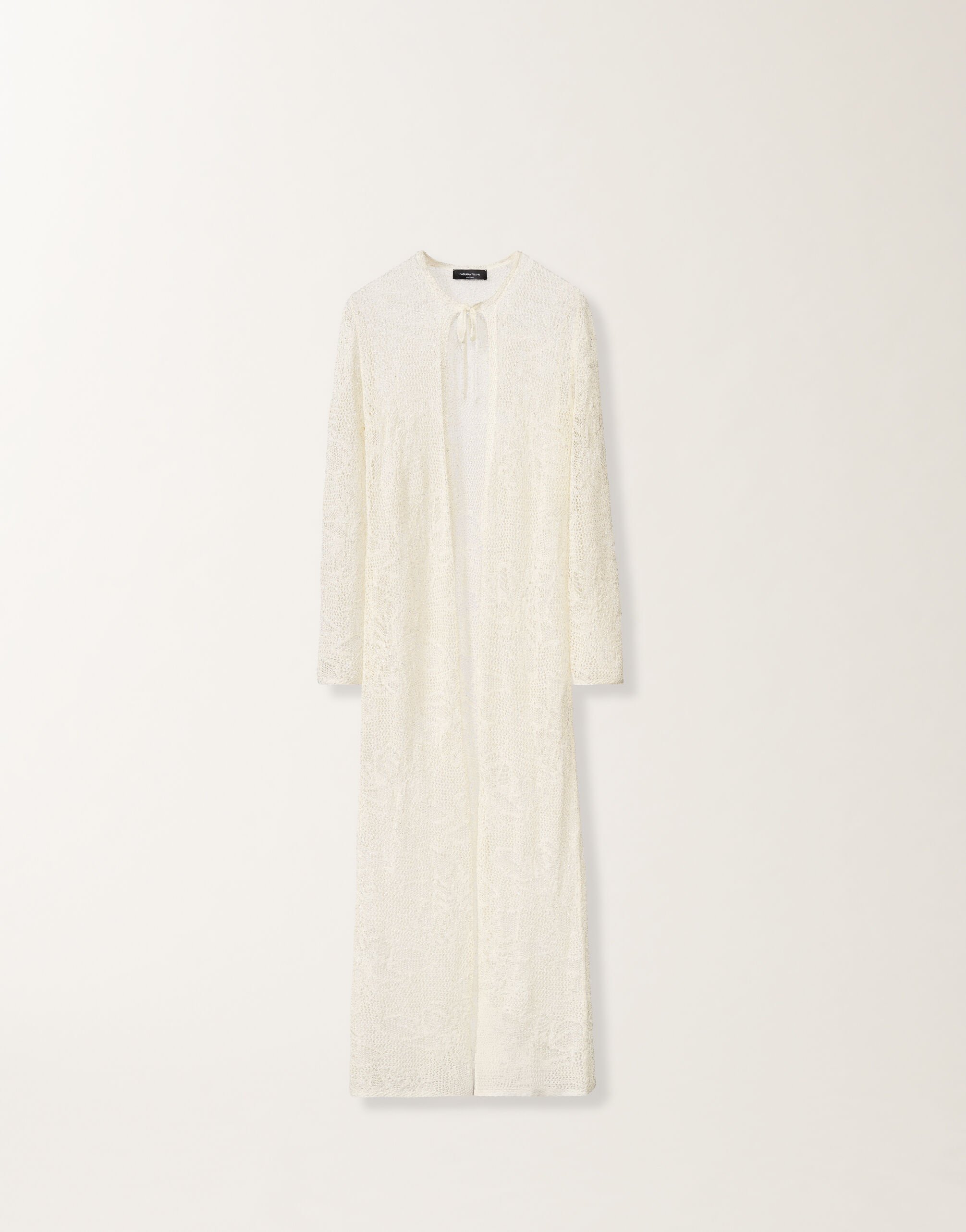 Long cardigan en micro-paillettes, mastic Fabiana Filippi Long cardigan en micro-paillettes, mastic MASTIC MAD276F507D8640000