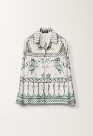 Fabiana Filippi Camicia in twill di seta stampa picta, bianco, verde acqua e ottanio BIANCO/OTTANIO/VERDE ACQUA CAD275F734D8600000