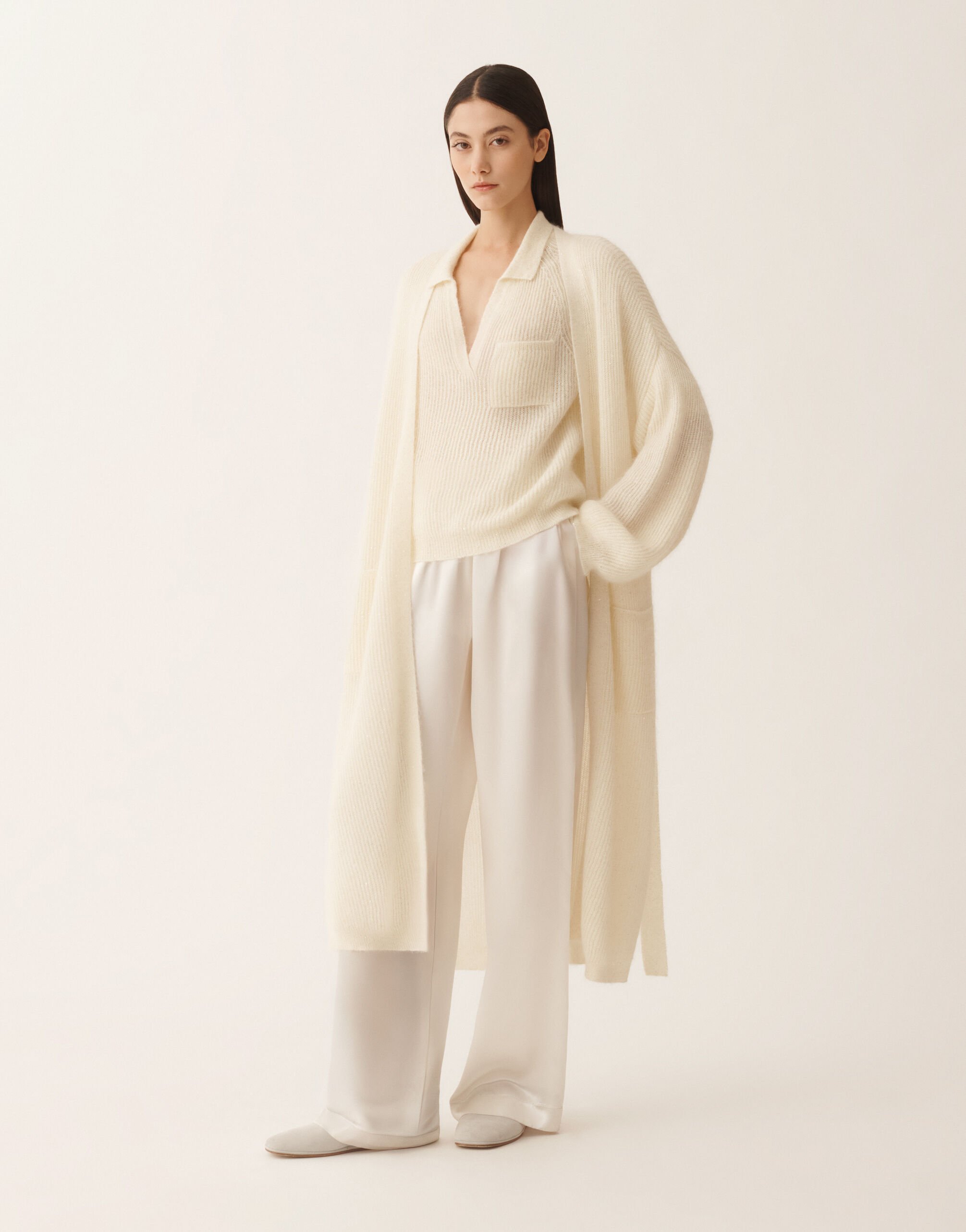 Fabiana Filippi Mohair polo with sequins, raffia White MAD266F128L7390000