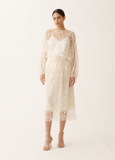 Fabiana Filippi Midi skirt in lace, butter BUTTER GND276F848D9710000
