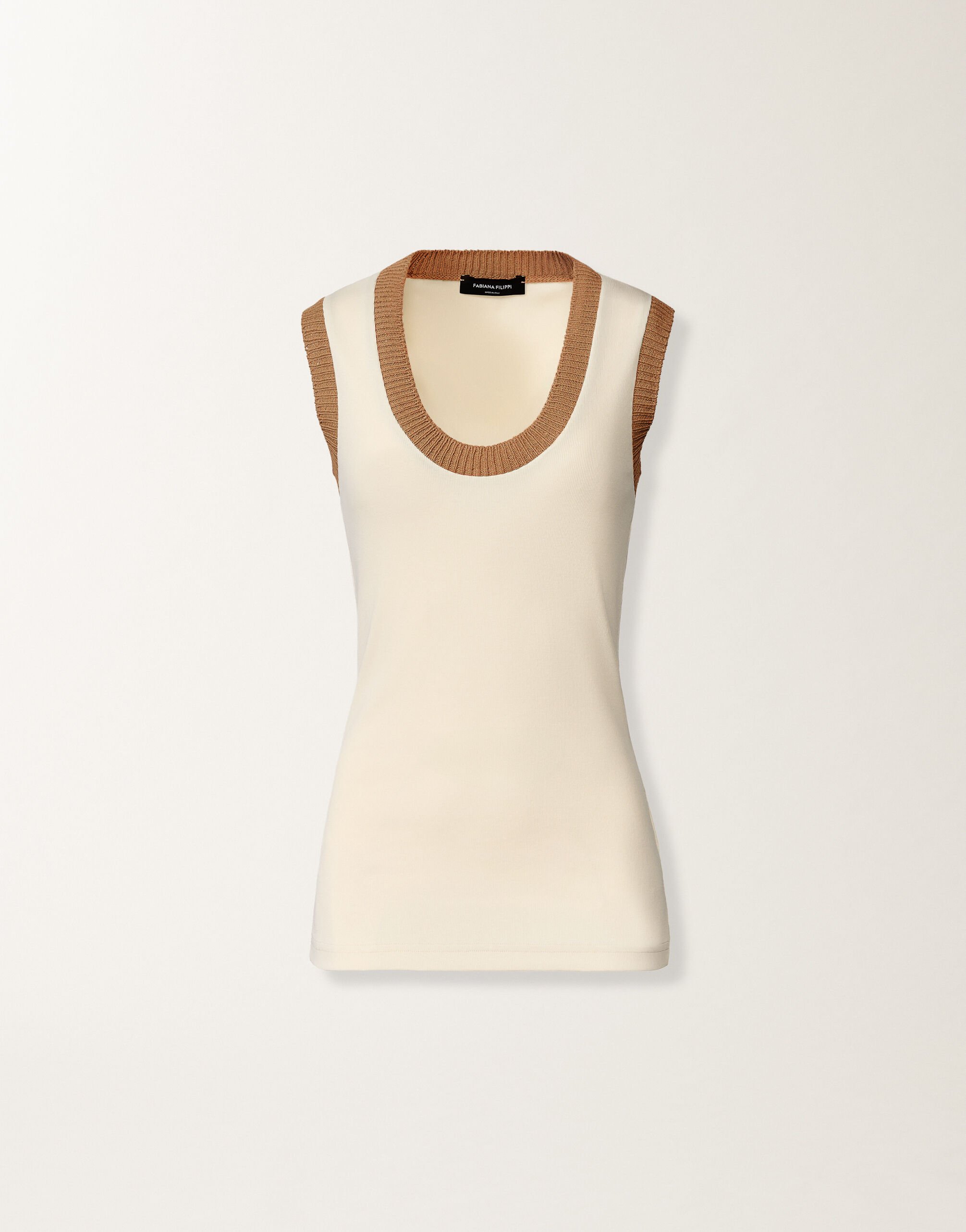 Fabiana Filippi Jersey tank top, butter and wicker BUTTER JED276F582M2240000